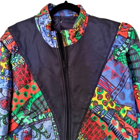 Vintage 80s multi-color animal print oversized jacket - Picture 6 of 11